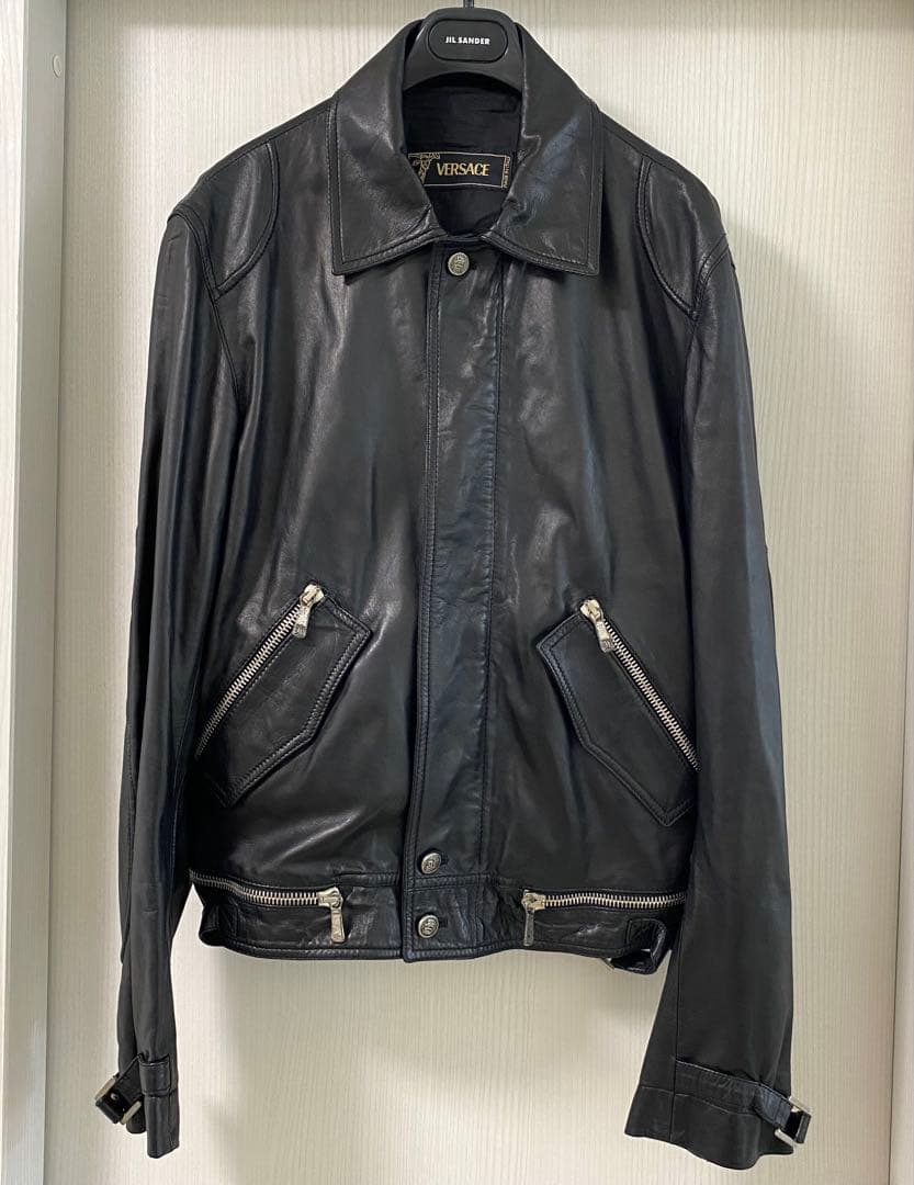 【定価50万円】 希少 ヴェルサーチェ コレクション レザー ライダース 48