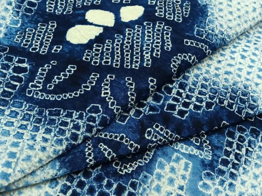 有松絞り　浴衣　トールサイズ　三浦絞り　ぼかし　水色　青紺　有松鳴海絞り