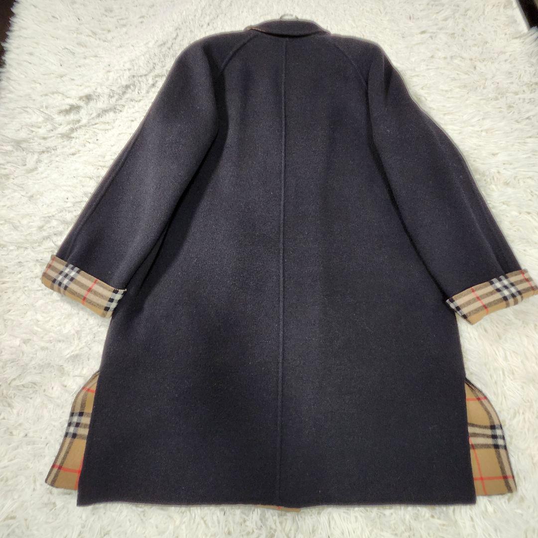 美品　バーバリー　ウールコート　ダブルブレスト　ノバチェック　カシミヤ　金ボタン