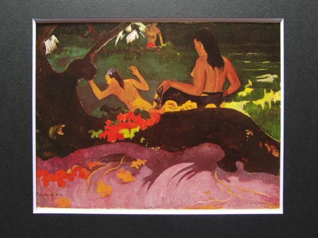 ゴーギャン、【ファタタ・テ・ミチ：海辺で】、希少な画集画、新品高級額 額装付