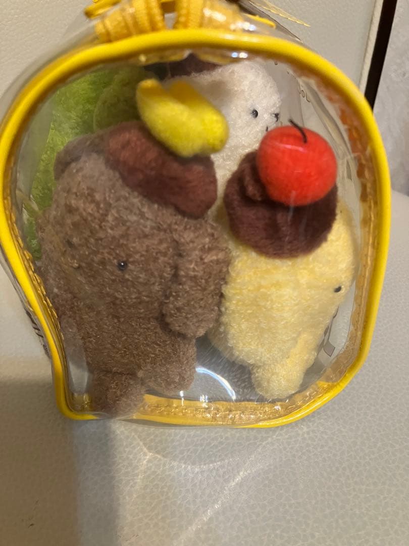 ポムポムプリン　ぬいぐるみセット　ビニールポーチ付き