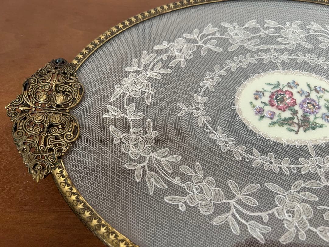 【匿名配送】ドレッシングトレイ　イギリス　アンティーク　雑貨　プチポワン