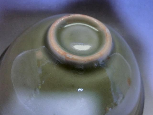 茶碗■青磁 花唐草紋唐物碗 古い青磁 平茶碗 お茶道具 古玩 時代物 骨董品■