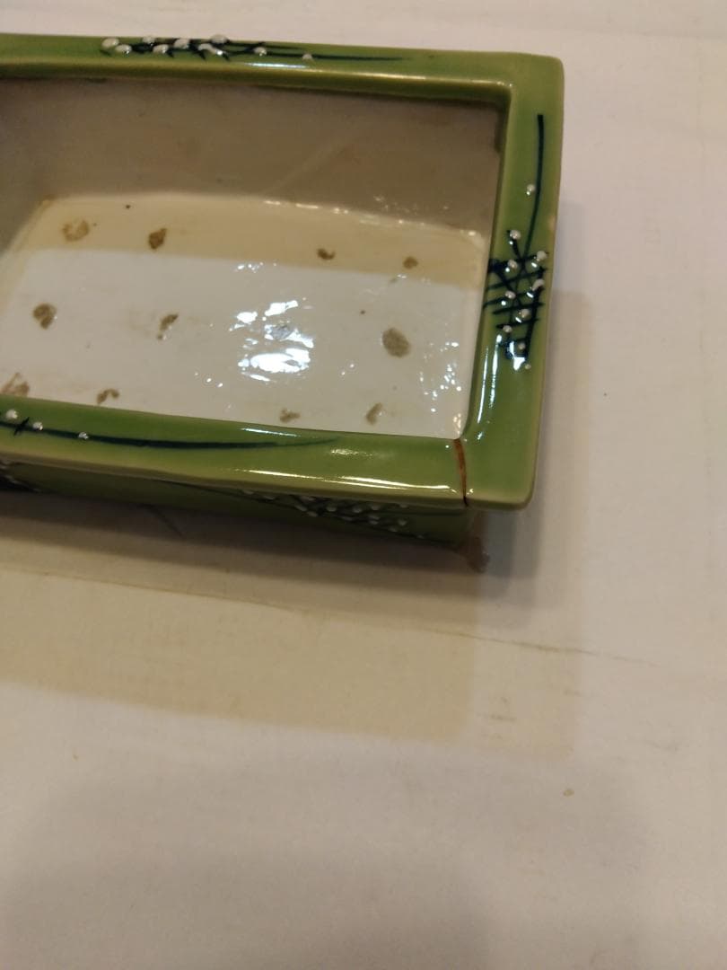 大幅値下げ、アンティーク　レトロ水盤花活け　角皿足付き