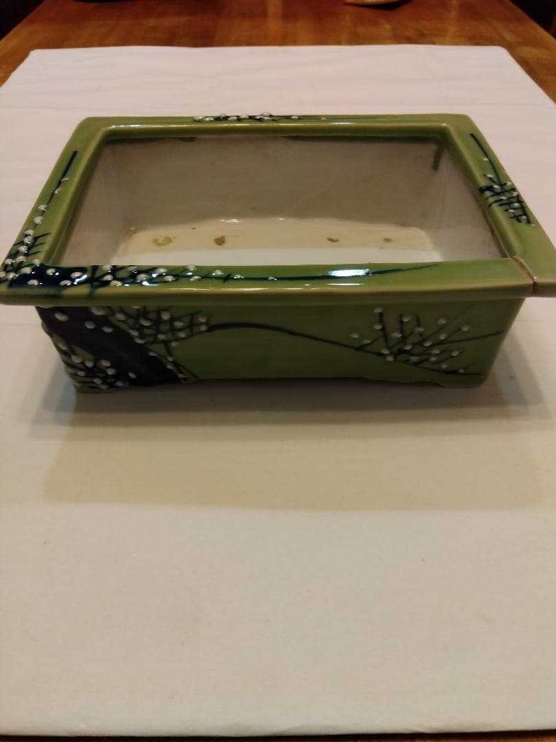 大幅値下げ、アンティーク　レトロ水盤花活け　角皿足付き