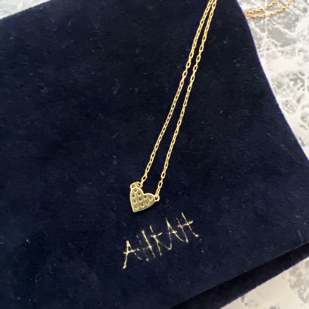 【美品】AHKAH ハートパヴェ アンクレット イエローゴールドアーカー