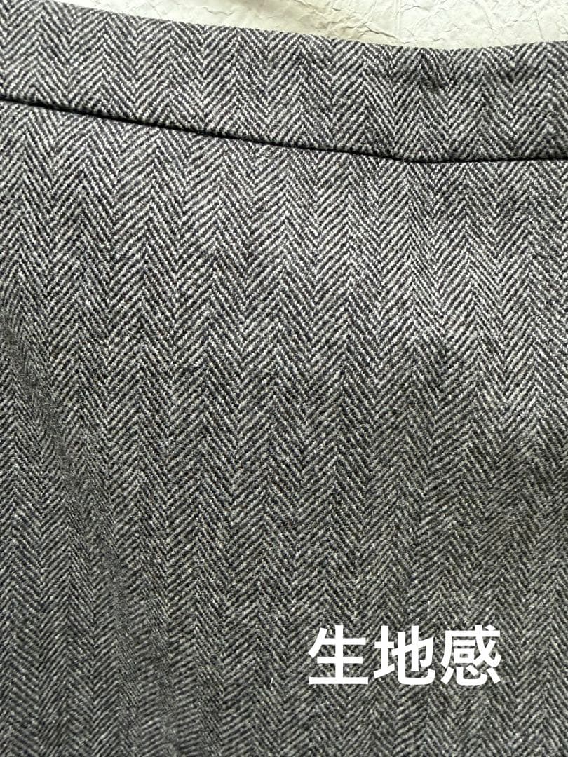 エルメス HERMES チャコールグレー ヘリンボーン タイトスカート38サイズ