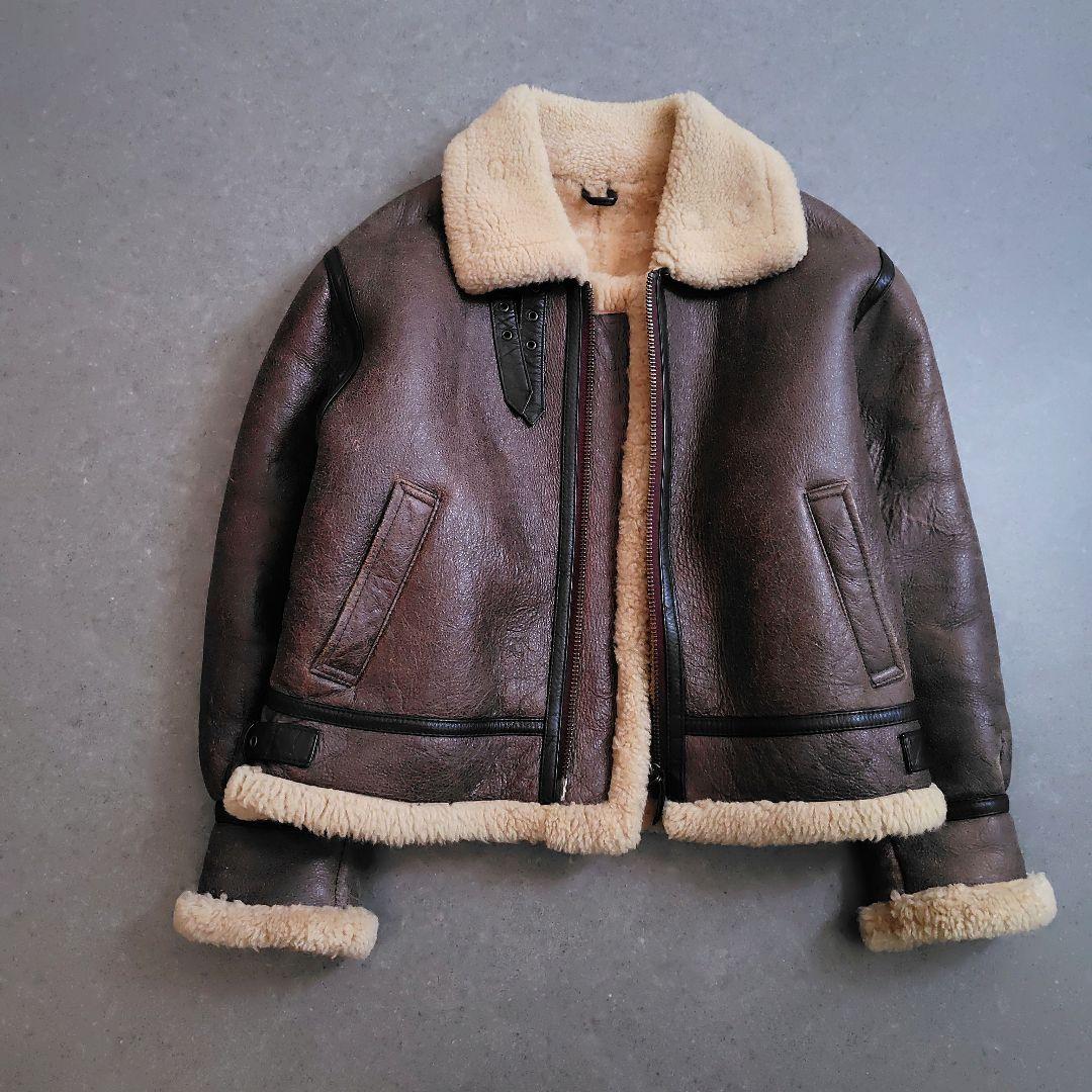 USA製 羊革 リアルムートンジャケット B3 B-3 US ARMY ワッペン