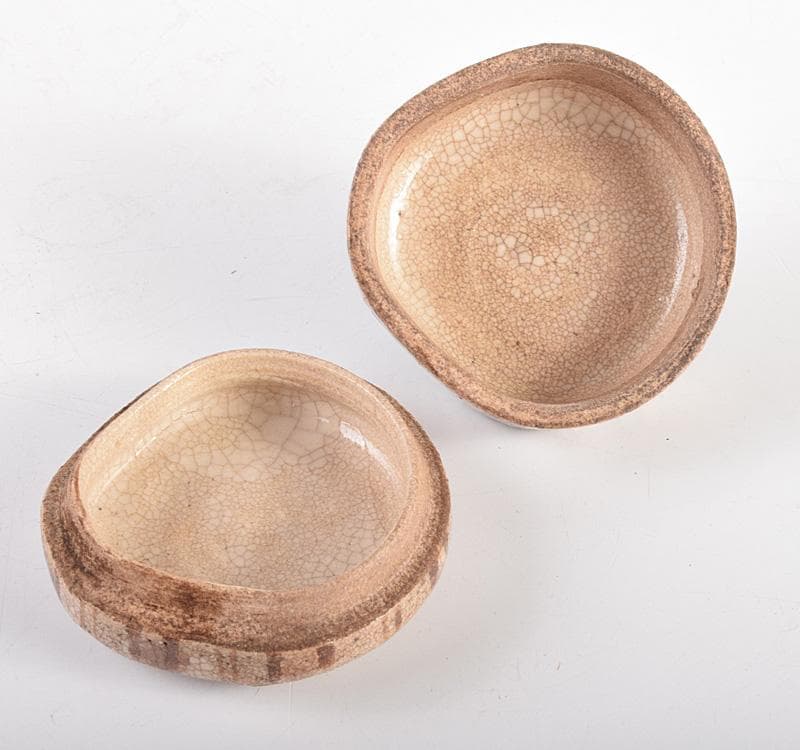 茶道具　織部焼　はじき織部　香合　極め箱　M　R4917