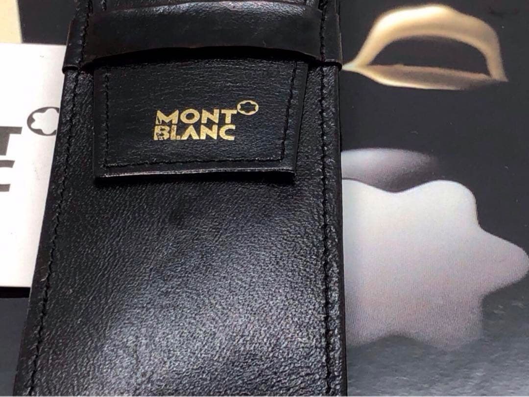 レアで貴重なヴィンテージCLASSIC漆黒本革ペンポーチ美品2本差し★モンブラン