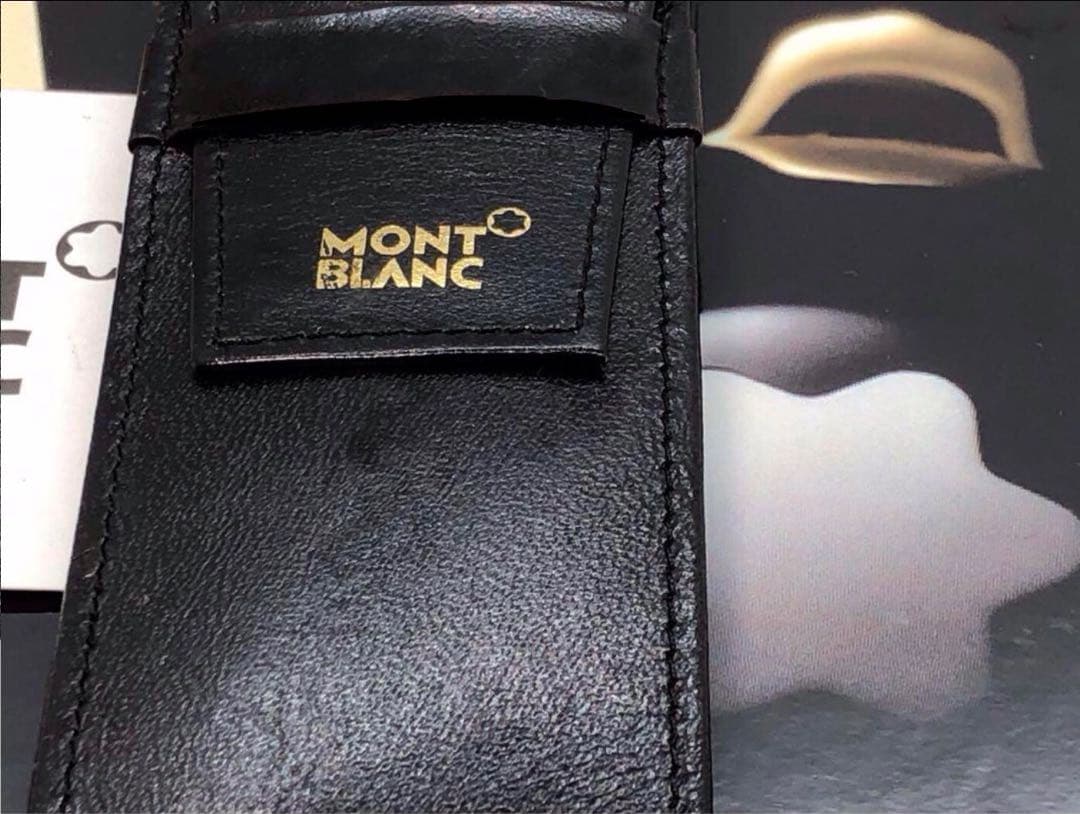 レアで貴重なヴィンテージCLASSIC漆黒本革ペンポーチ美品2本差し★モンブラン