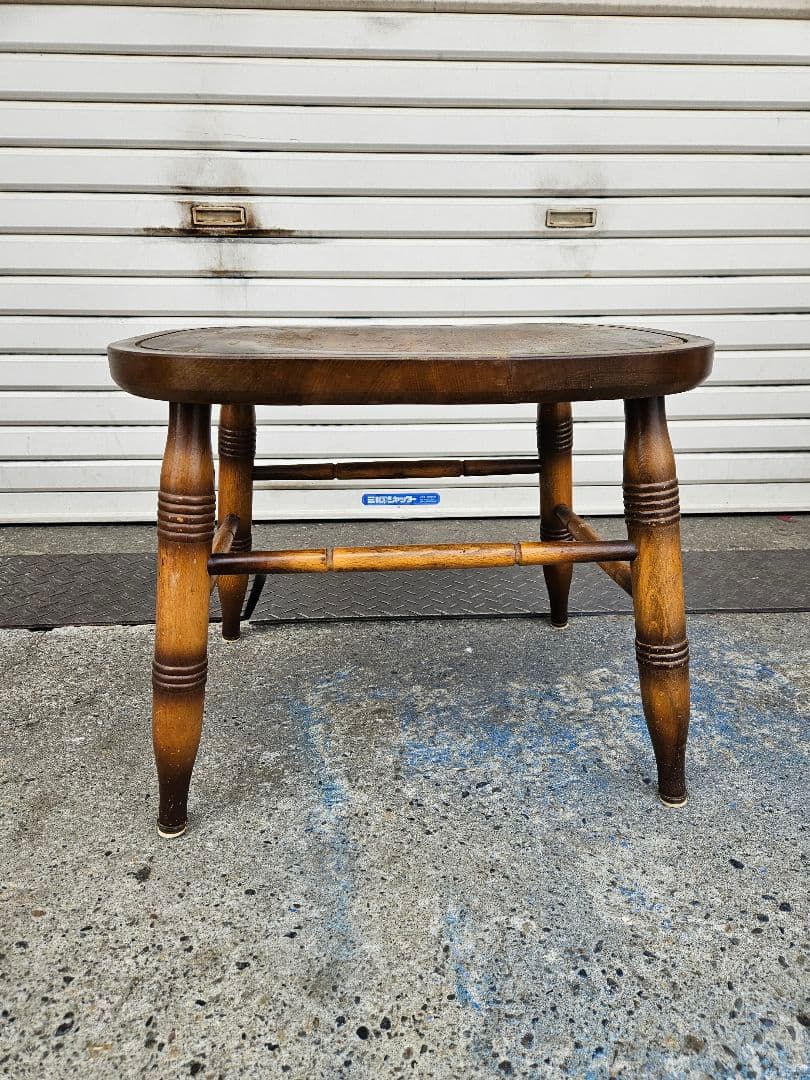 ジャパンヴィンテージ 飛騨家具 木製のスツール 椅子 オットマン キツツキマーク