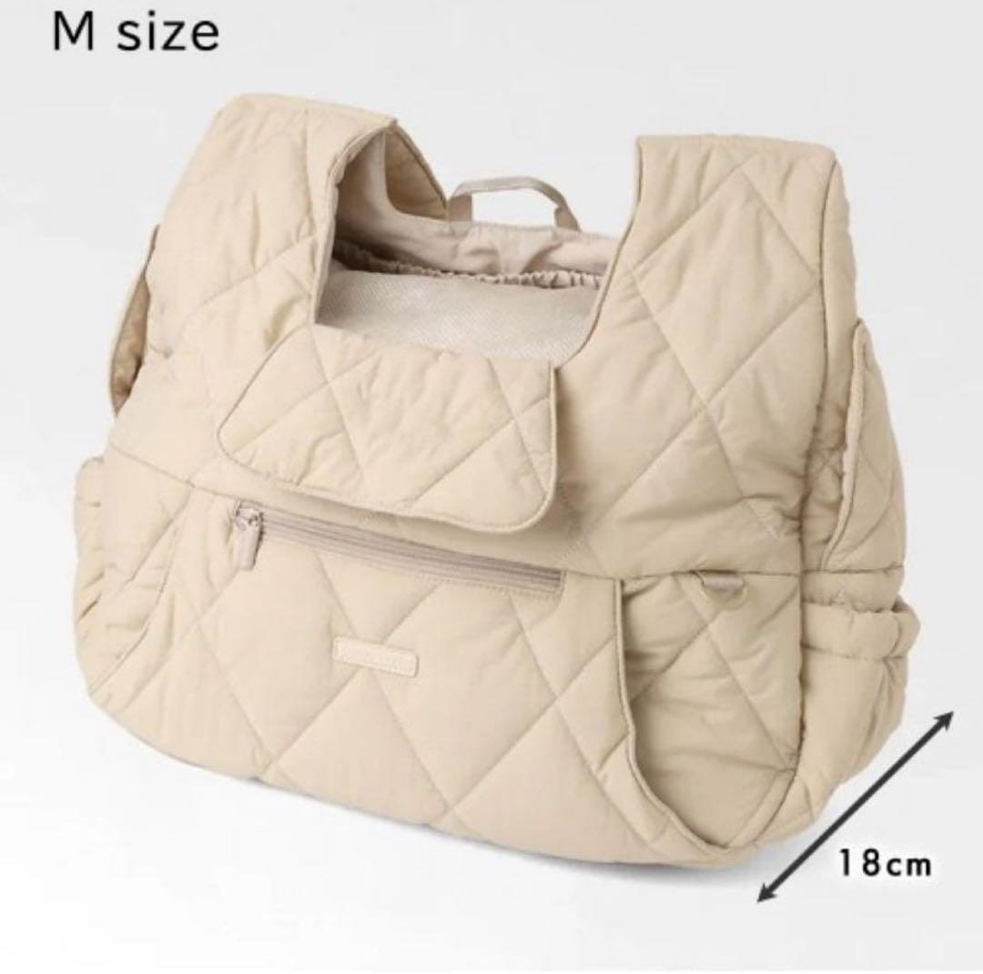 【未使用】moncheri キルティングメッシュ付きフロントバッグ★M★ベージュ