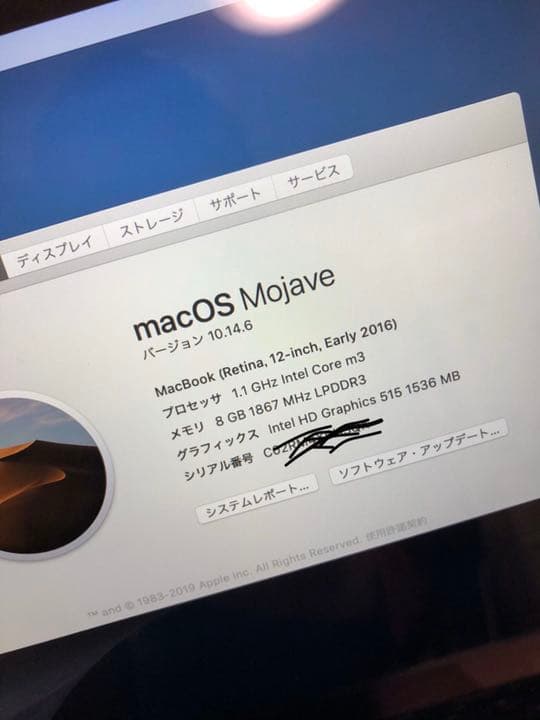 MacBook 2016/メモリ8GB/SSD256GB/無線/カメラ