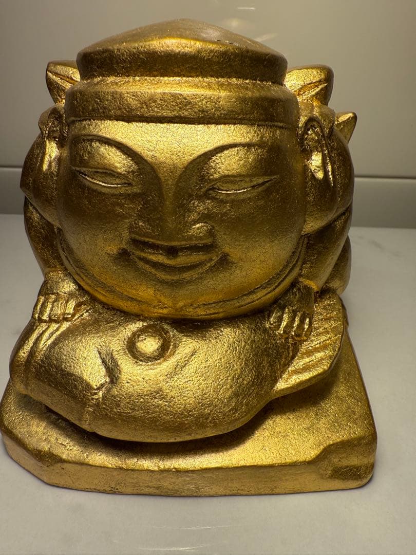 平櫛田中作　福徳恵比須座像　金箔ブロンズ像　田中名刻印