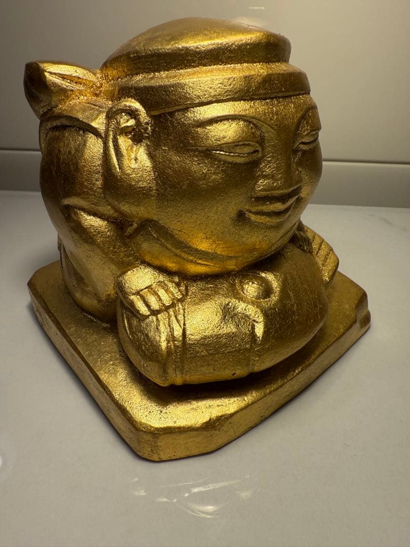 平櫛田中作　福徳恵比須座像　金箔ブロンズ像　田中名刻印