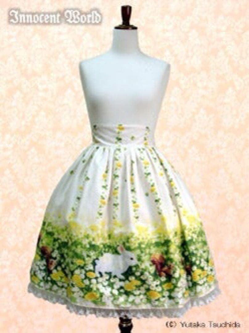 新品■送料無料■ イノセントワールド■土田穣コラボうさぎとりす柄スカート希少レア