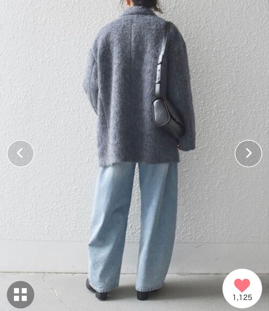 【美品】SHIPS any ウール ミックス シャギー シングル コート グレー