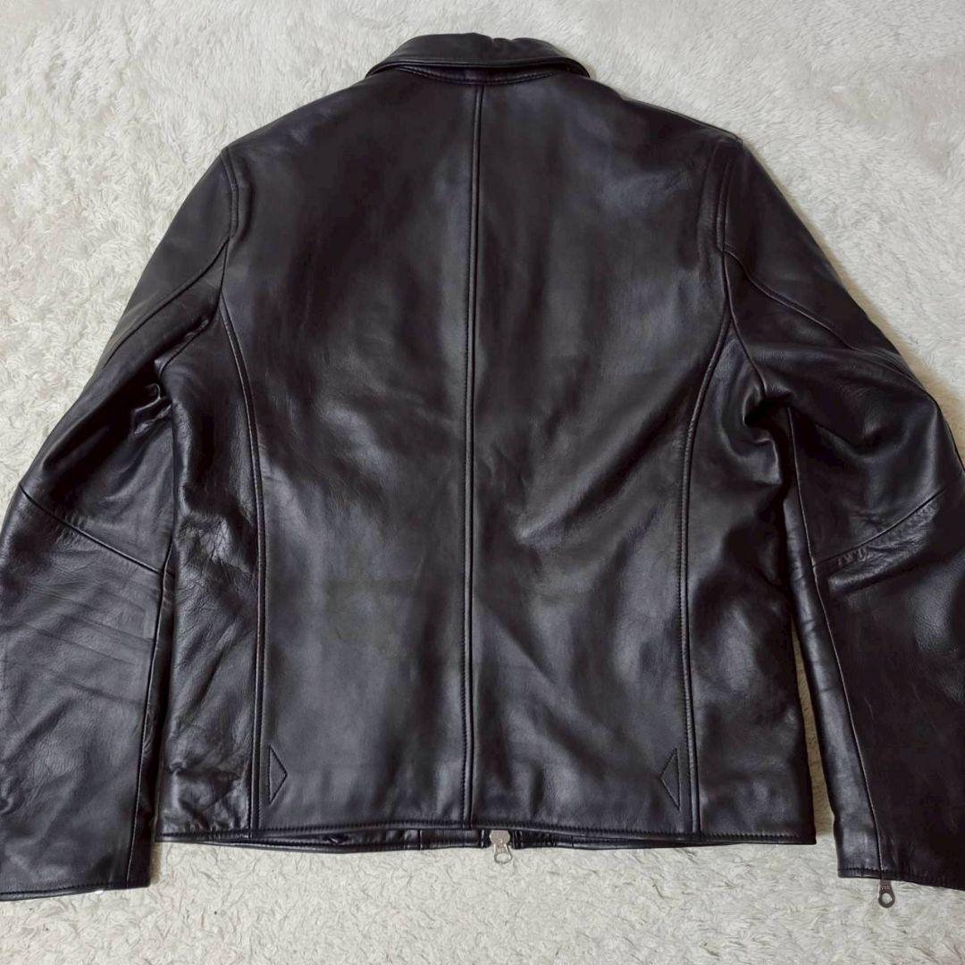 美品✨　ナノユニバース 羊革 ライダースジャケット 黒 中綿 キルティング XL