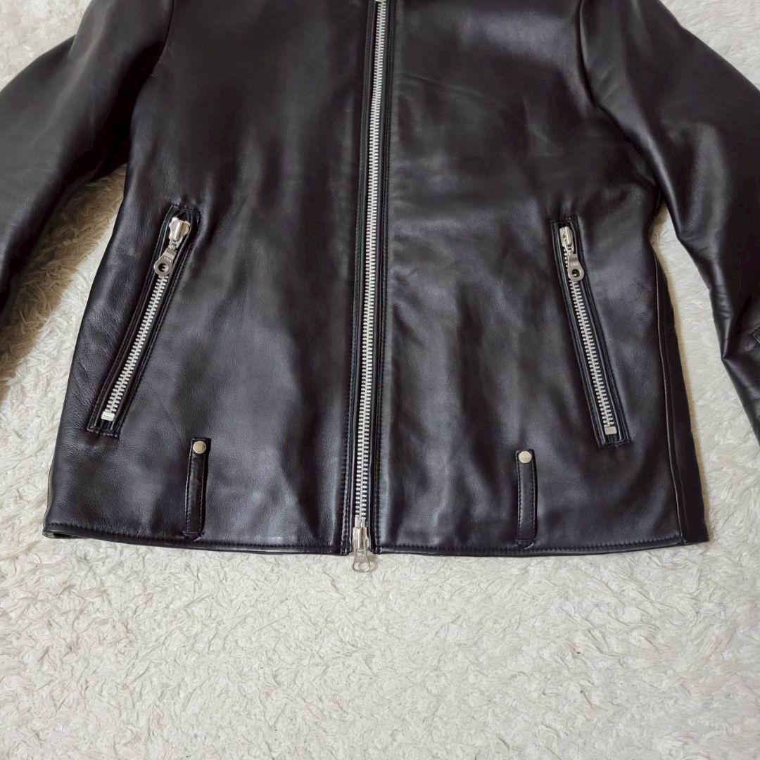 美品✨　ナノユニバース 羊革 ライダースジャケット 黒 中綿 キルティング XL
