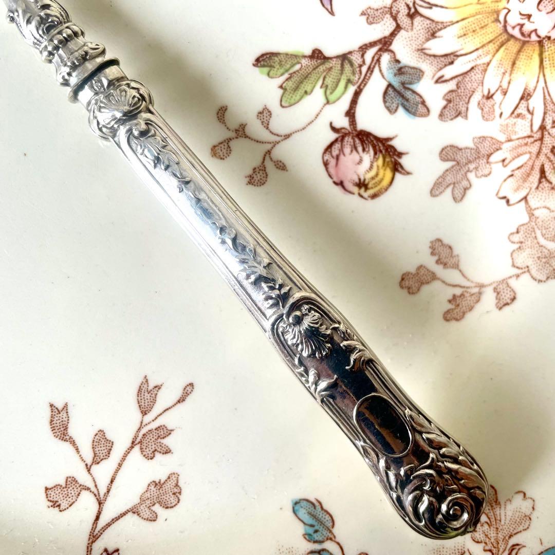 アンティーク　純銀製オイスターフォーク2本&ナイフレストピュイフォルカ3点セット