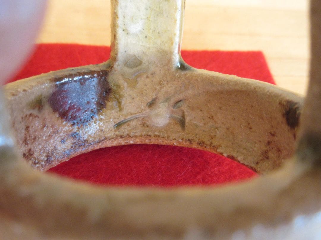 送料込【逢絢亭】茶道具 蓋置 美濃焼 美濃伊賀 五徳の形 加藤弥右衛門 共箱入り