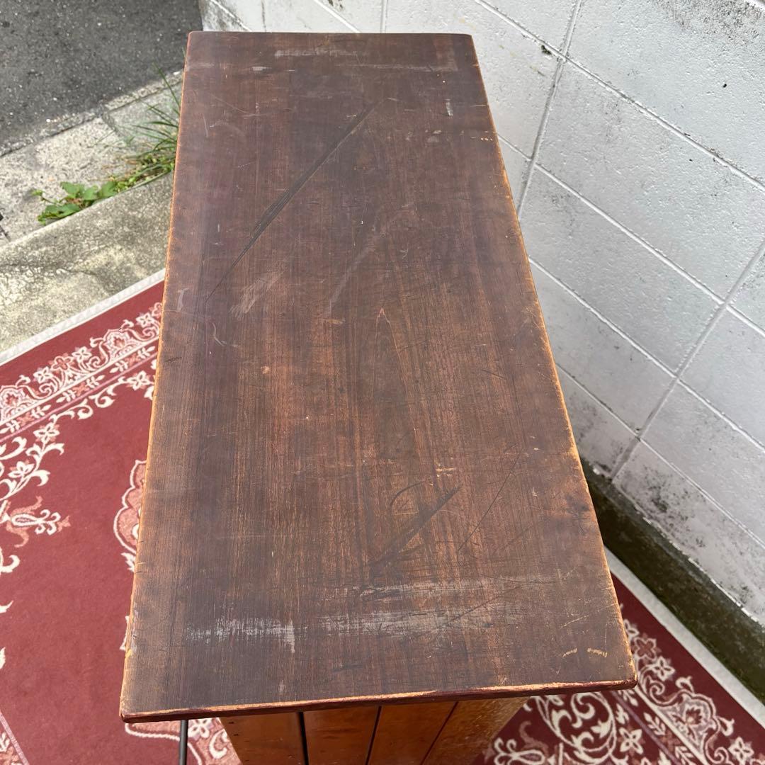 50s60sビンテージ品◾️鉄アイアンベース カウンターテーブル 古家具 店舗什器