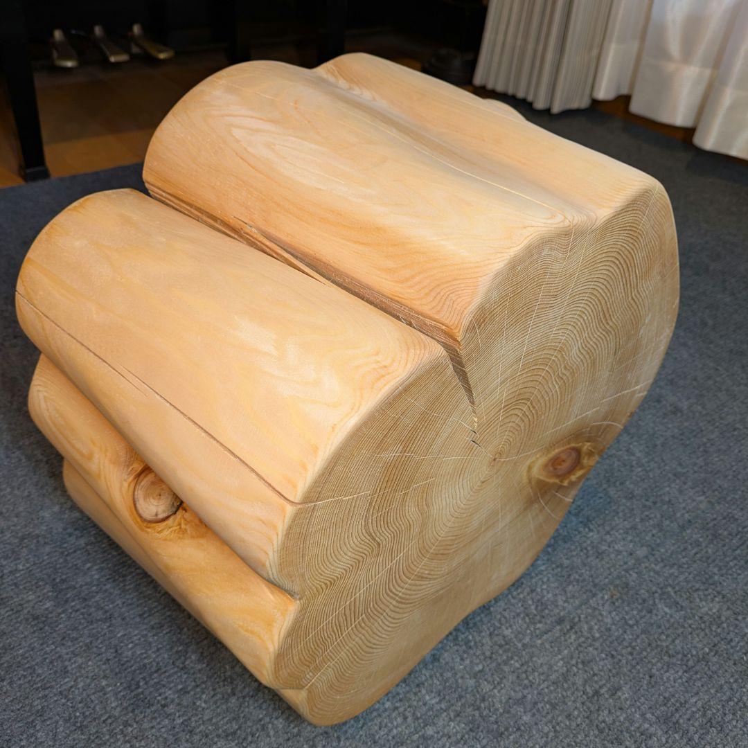 天然ヒバ　切り株　丸太　椅子　スツール　高さ約23.5cm