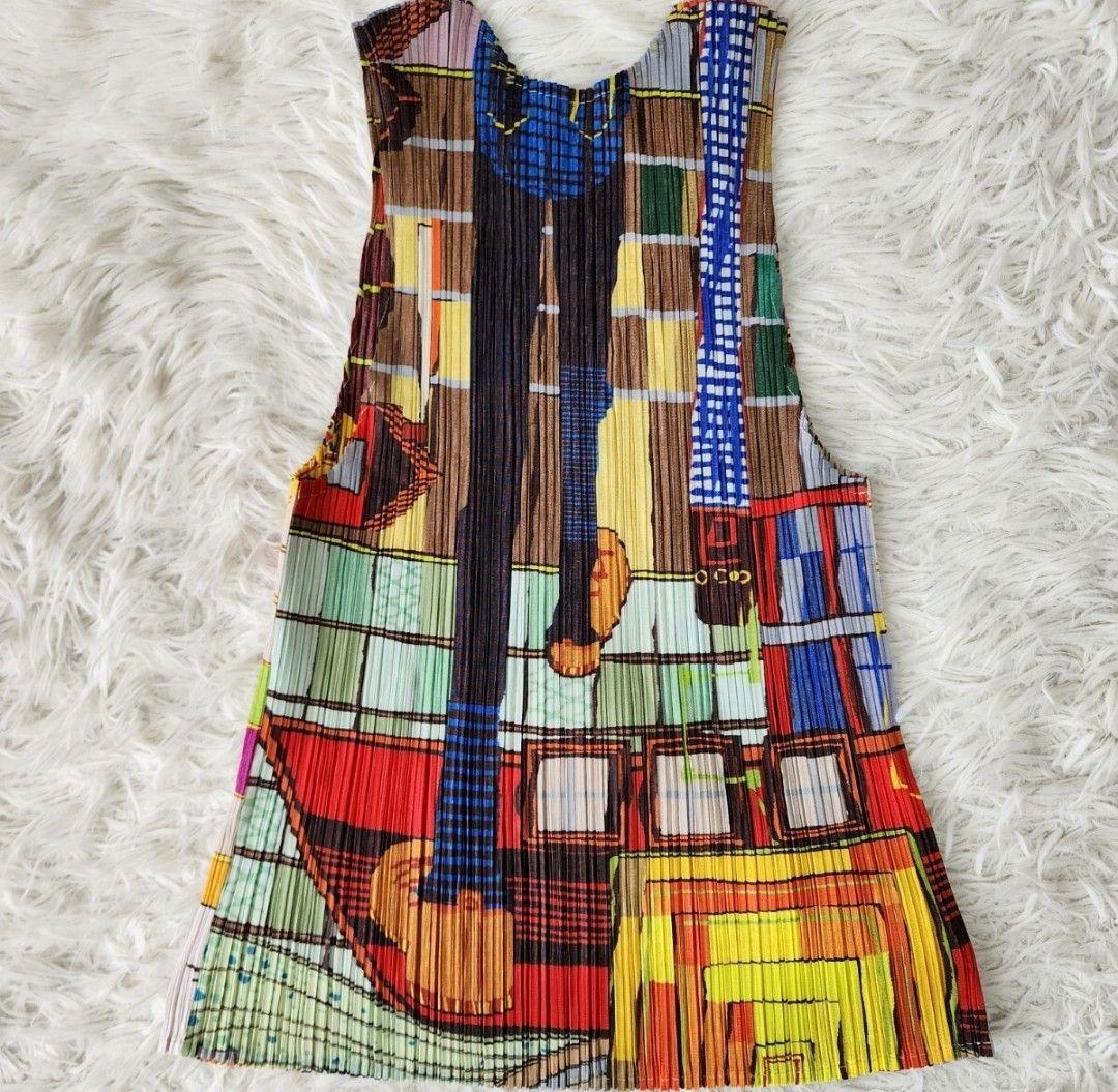 【稀少/ほぼ美品】プリーツプリーズ ノースリーブ タンクトップ マルチカラー 3