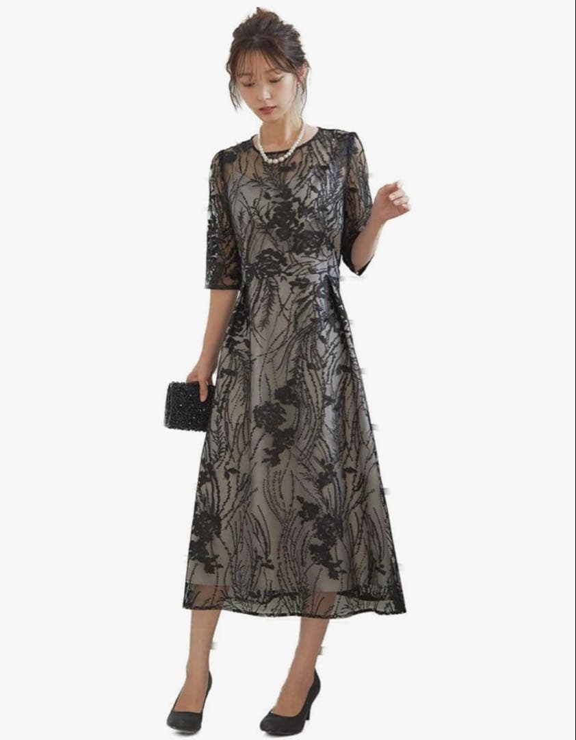 1回着用 美品 niana 黒レース 結婚式ドレス