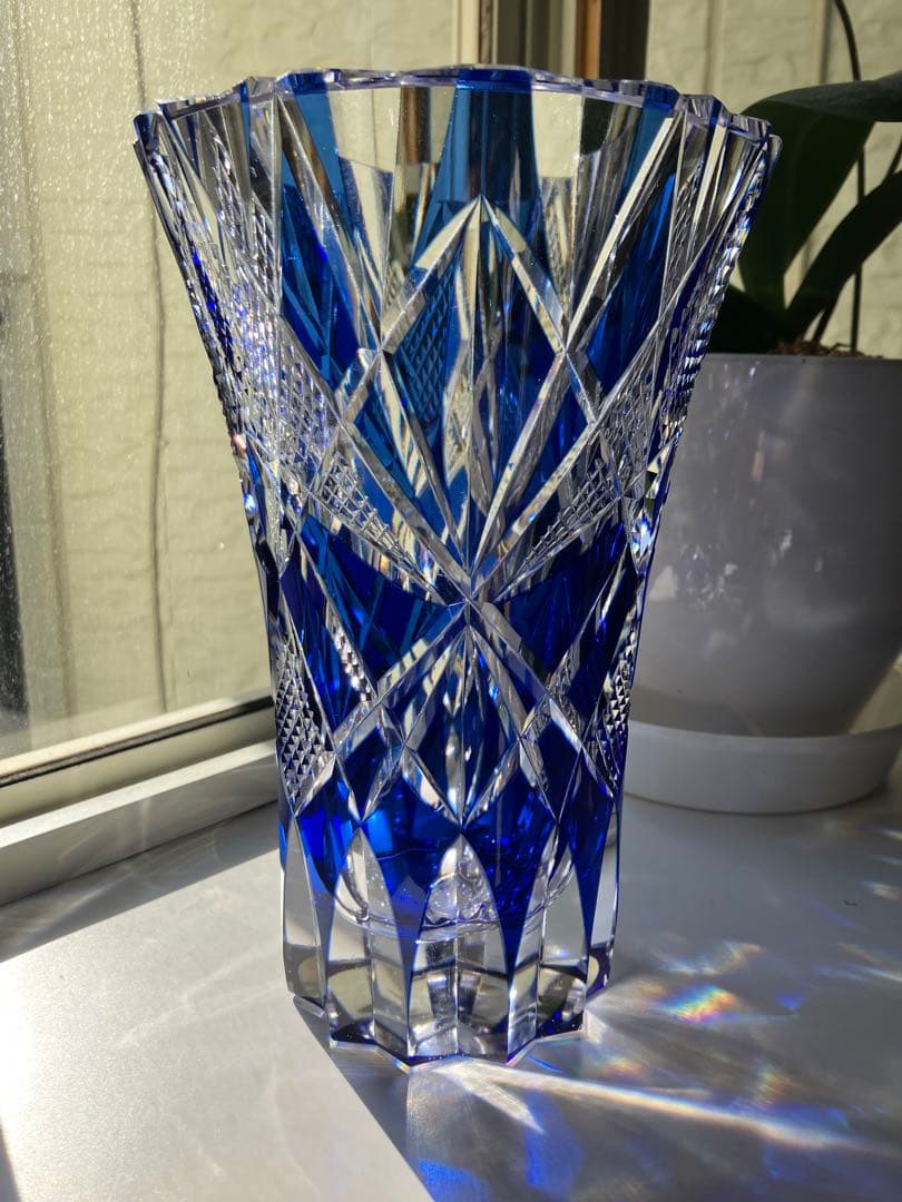 昭和レトロ 江戸切子 花器 花瓶