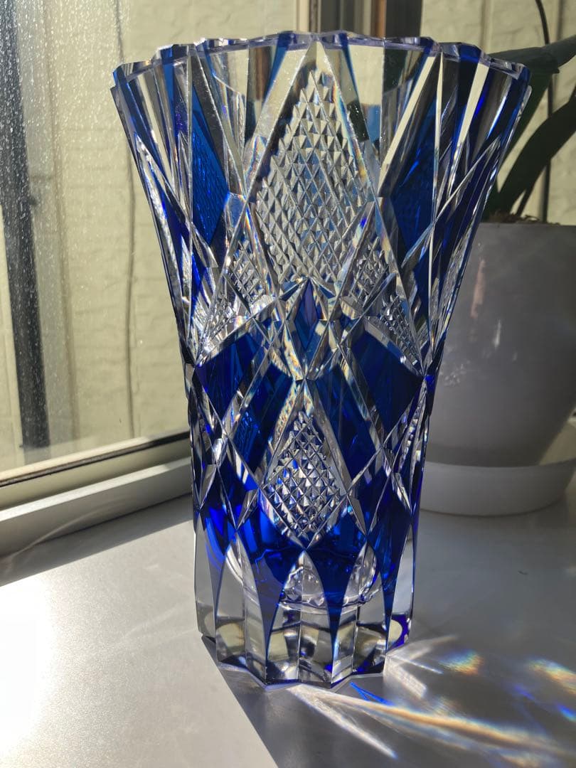 昭和レトロ 江戸切子 花器 花瓶