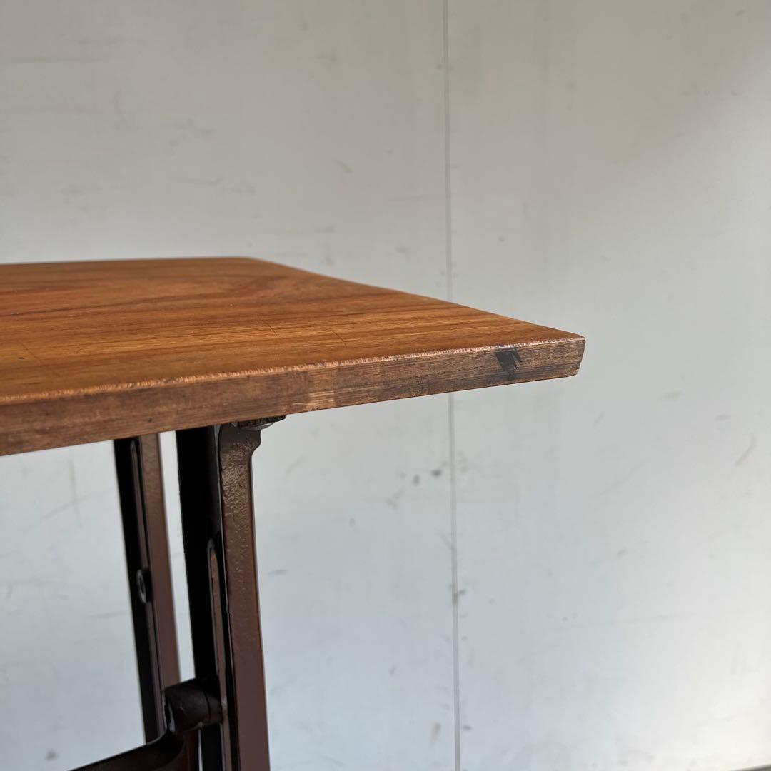 アンティーク ミシン脚 リメイク テーブル 欅 古材 一枚板 レトロ z590