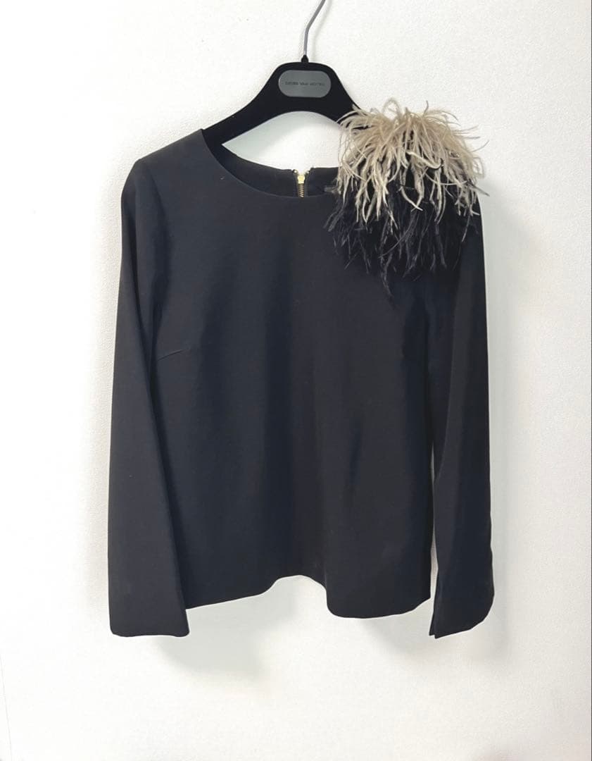 オーストリッチ　フェザーコサージュ　バイカラー