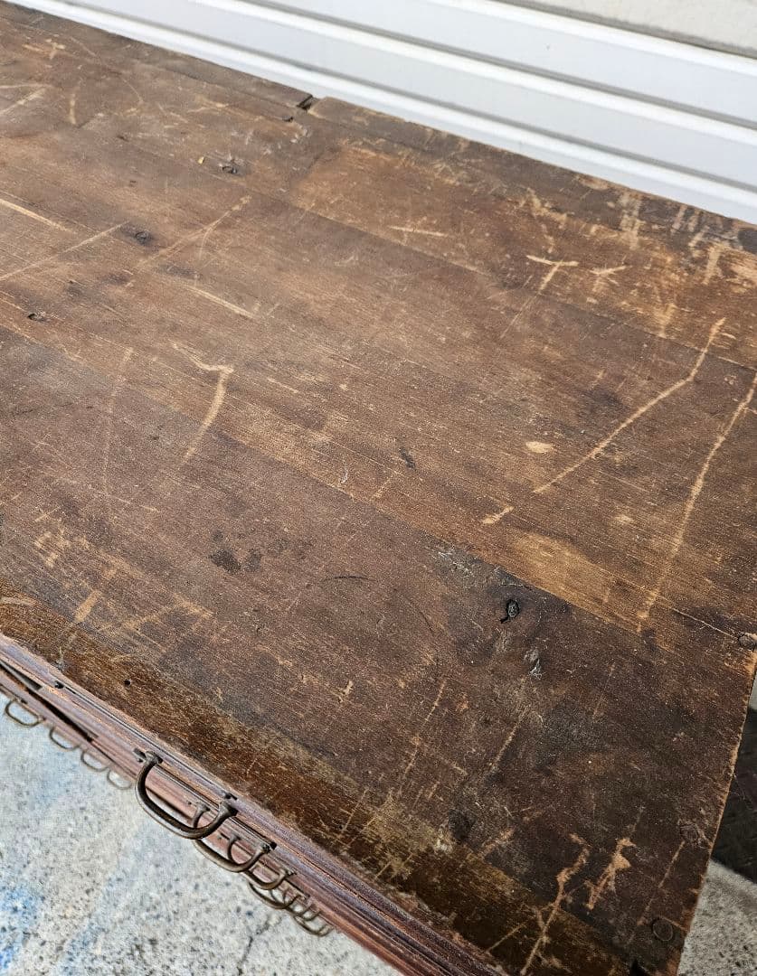 USヴィンテージ 古いシャツケース 木製×ガラス 24杯 引出し 収納 古家具