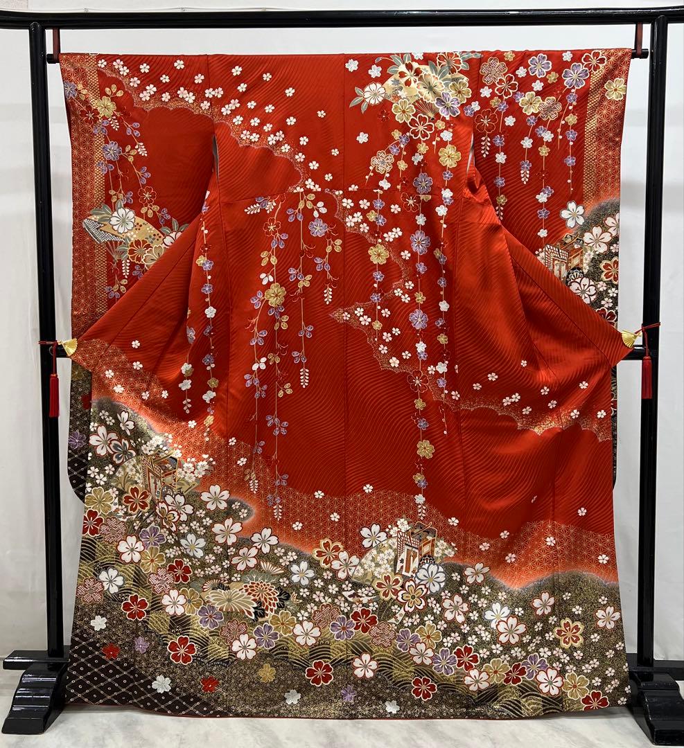 振り袖　フルセット　長襦袢　成人式　金彩加工　刺繍　全通袋帯　重ね襟付き656