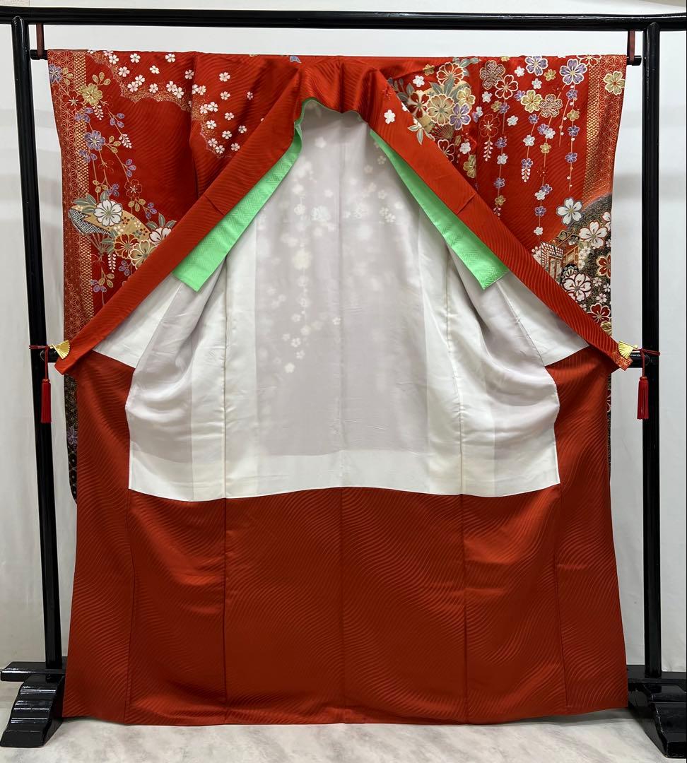 振り袖　フルセット　長襦袢　成人式　金彩加工　刺繍　全通袋帯　重ね襟付き656