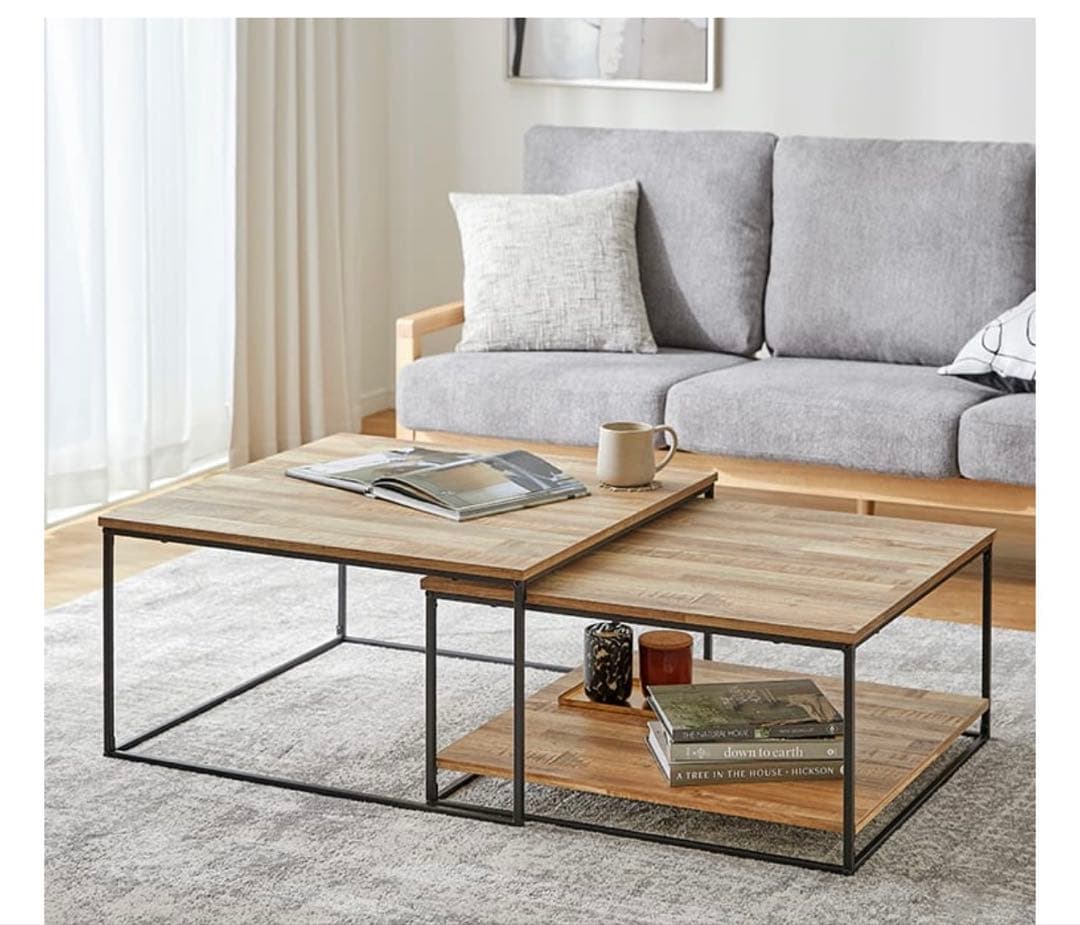 【新品】LOWYA入れ子式ナチュラルテーブル