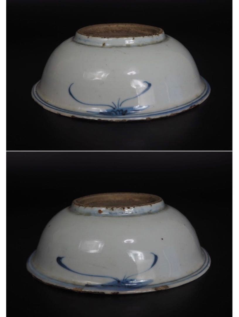 送料無料　本物保証　明時代花草文青華平碗　径15ｃｍ　④