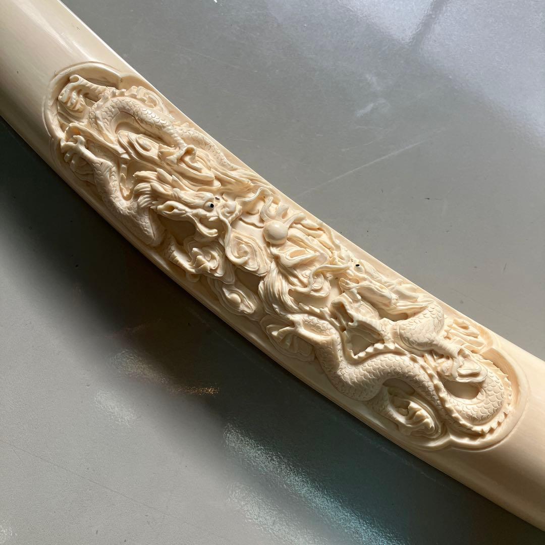 高級天然素材　ドラゴン彫刻 置物　アンティーク