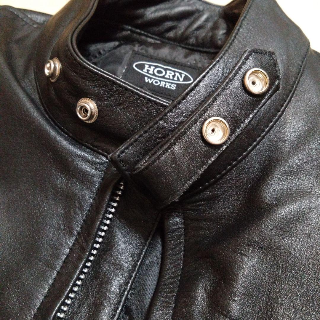 ホーンワークス　ブラックレザージャケット シングルライダース　xl