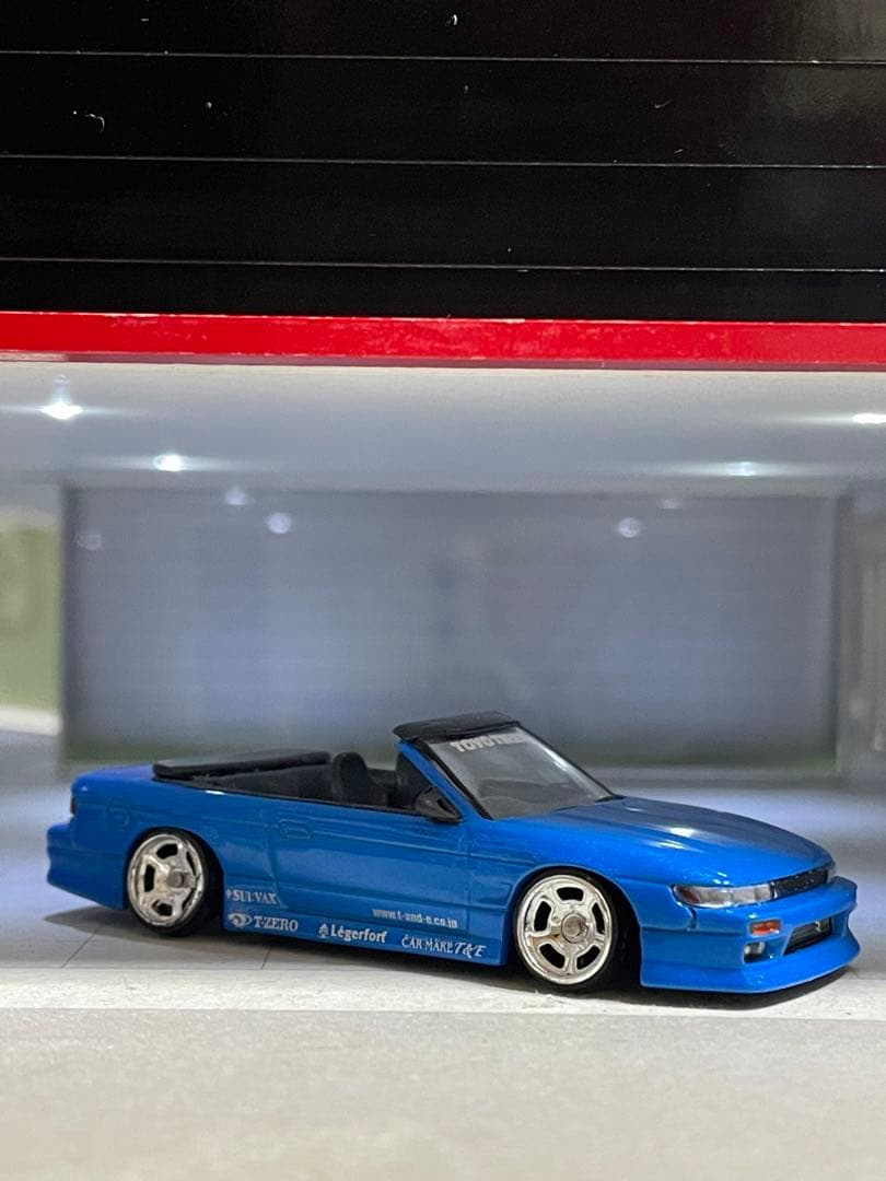 素人改造　1/64　ターマック　ヴェルテックス　日産　S13　コンバーチブル　青