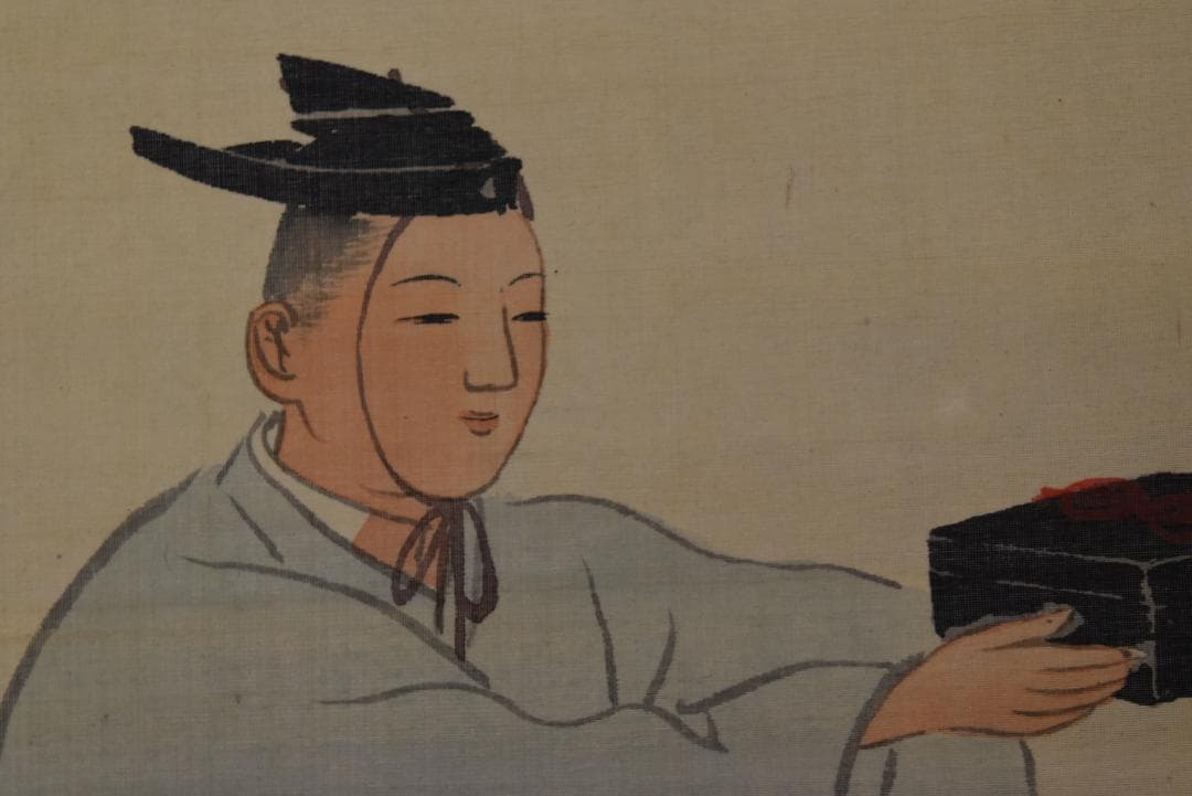 【真作】八尾春堂/三番叟図/三幅対/祝事人物図/掛軸☆宝船☆Z-699