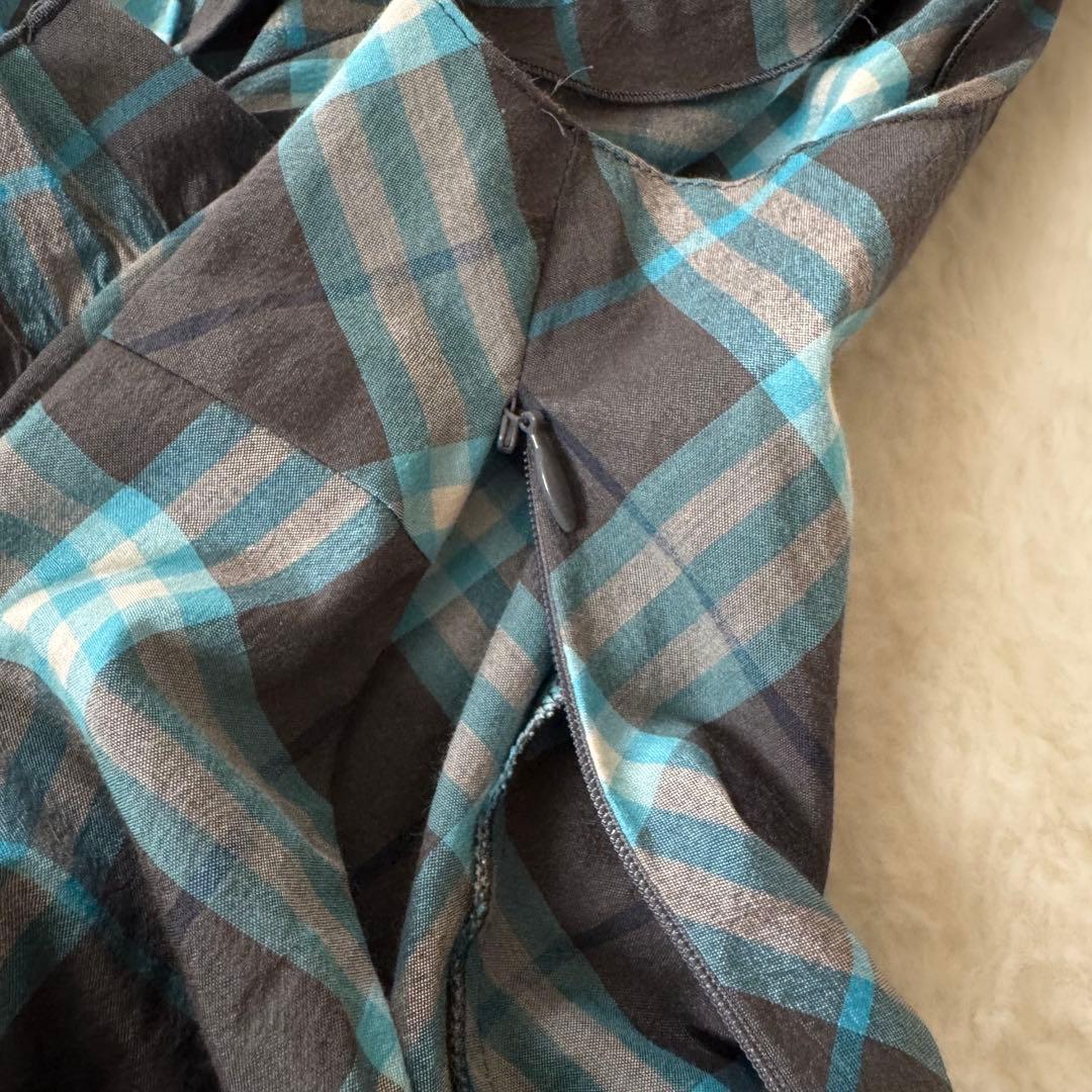 バーバリーブルーレーベル　タンクトップ　ノースリーブ　フリル　ブルー系　38