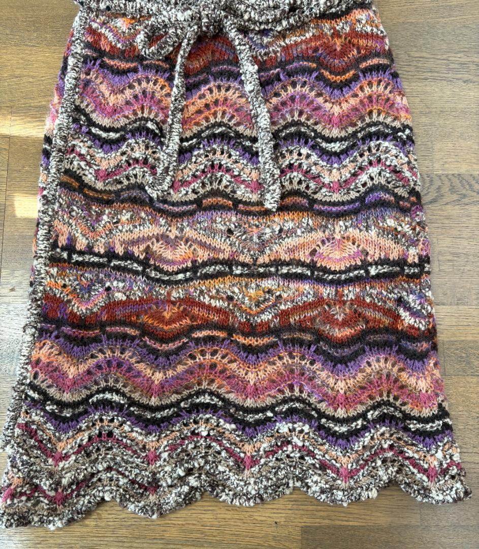 MISSONI ニット巻スカート マルチカラー 波柄 ウエスト紐
