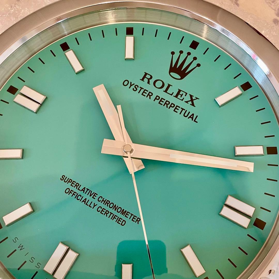 海外販促品 オイスターパーペチュアル ROLEX 掛け時計 ⭐︎美しいブルー！