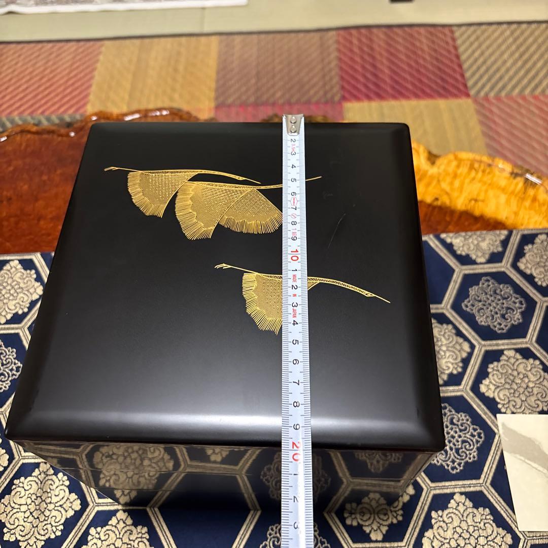 越前漆器 皿5枚セット 、会津塗金色の松の葉模様三段重箱