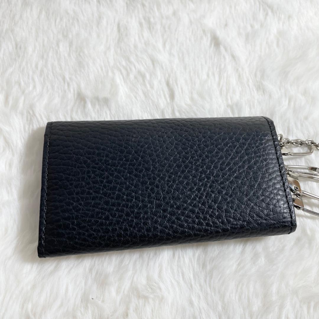 美品 BURBERRY レザー×ノバチェック柄 4連 キーケース ブラック