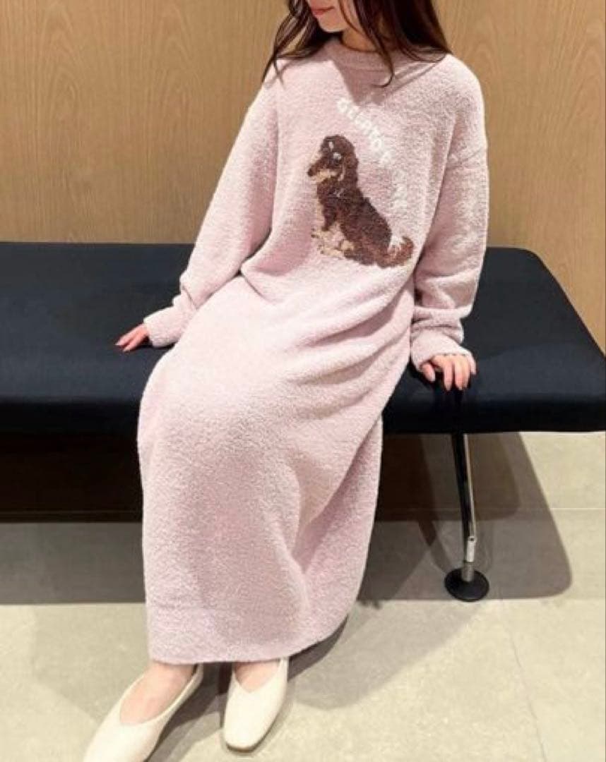 【新品】ジェラート　ダックスフンド柄DOG ジャガードワンピース　ピンク