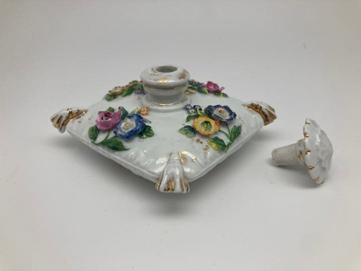 マイセン　アンティーク　立体花造形　香水瓶　香水入れ